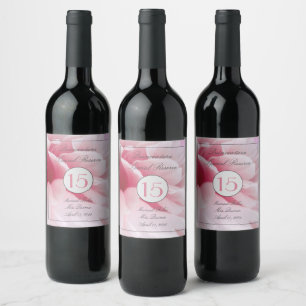 Mis Quince Pink Floral  Wine Label