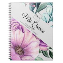 Mis QUINCE Purple Floral Quinceanera GUESTBOOK NEW