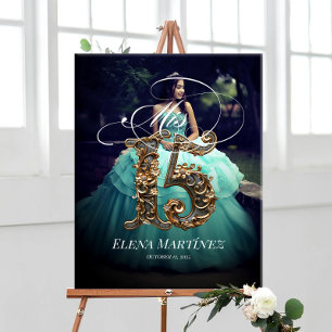 Mis Quince Quinceanera welcome sign with photo