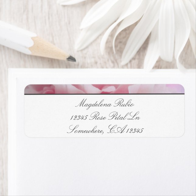 Mis Quince Rose Floral Retourner l'adresse Étiquet (En situation)