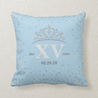 Mis XV 15 Quinceañera Glitter Crown 16" Pillow