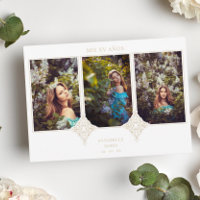 Mis XV Años Español 3 Fotos Efecto Encaje Dorado