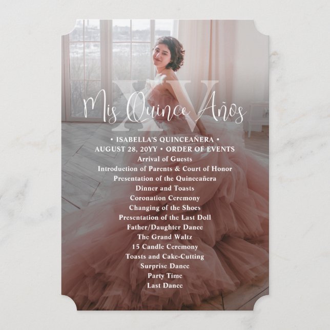 Mis XV Años Modern 2 Photo Overlay Quinceañera Program (Front)
