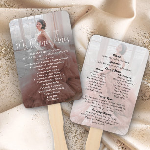 Mis XV Años Modern 2 Photo Quinceañera Program Hand Fan
