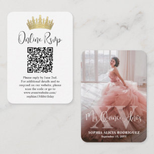 Mis XV Años Online RSVP QR Code Quinceañera Photo Enclosure Card