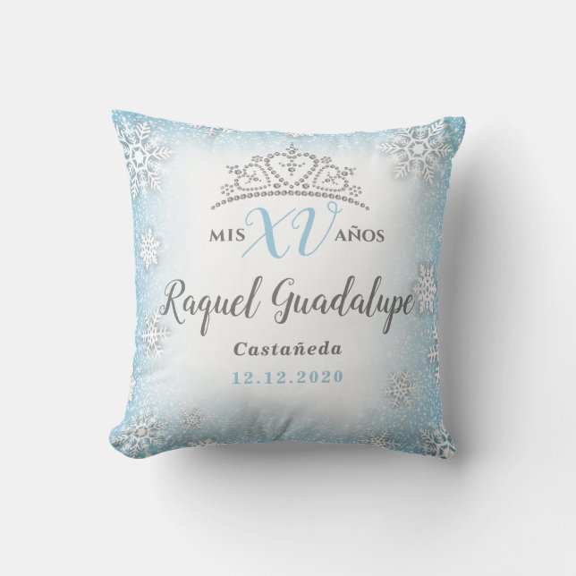 Mis XV Winter Wonderland Quinceañera Coussin de la (Recto)