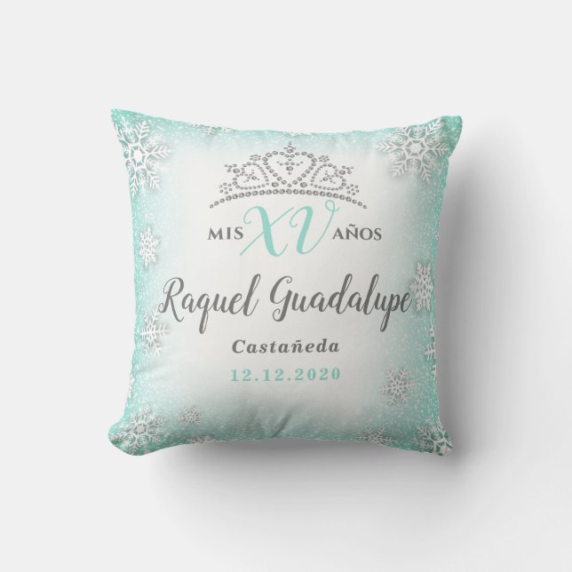 Mis XV Winter Wonderland Quinceañera Coussin de la (Recto)