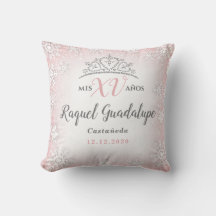 Mis XV Winter Wonderland Quinceañera Crown Pillow