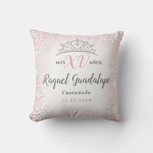 Mis XV Winter Wonderland Quinceañera Crown Pillow