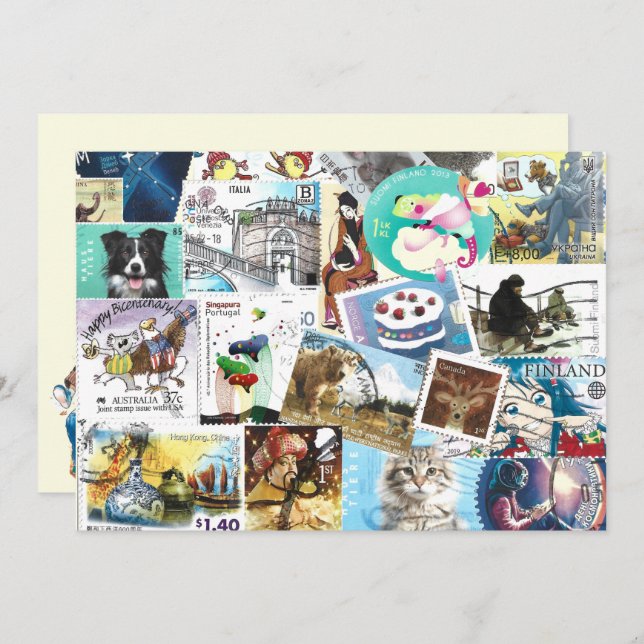 Misc Postage Stamps Flat Card (Front/Back)