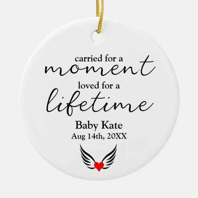 Miscarriage Stillbirth Angel Wings Baby Loss Gift  Ceramic Ornament (Front)