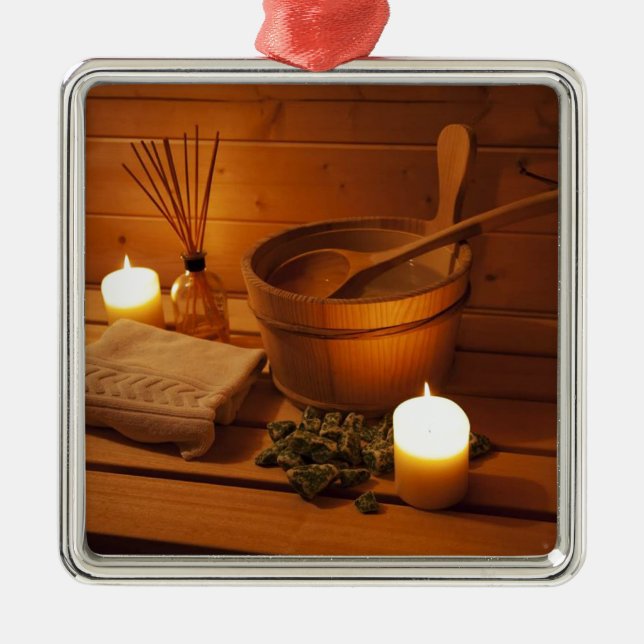 Miscellaneous - Sauna Objects Patterns Nineteen Metal Ornament (Front)