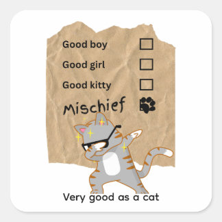 Mischeif cats square sticker