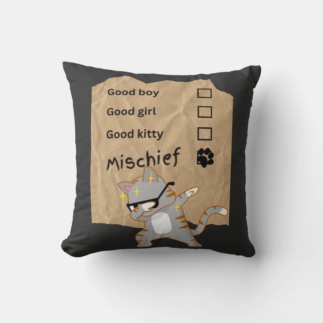 Mischeif cats throw pillow (Front)
