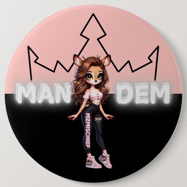 Mischief - Mandem Collection -SVBK- SILVERBCKK TTV 6 Inch Round Button (Front)