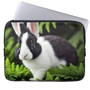 Mischief The Black And White Bunny, Laptop Sleeve