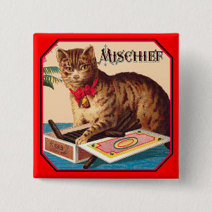Mischief the Cat 2 Inch Square Button