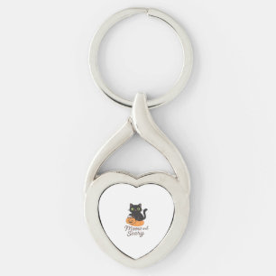 Mischievous Black Cat with Glowing Green Eyes on P Keychain