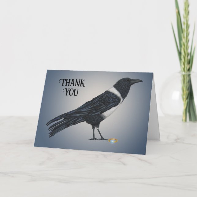 Mischievous Crow Folded Thank You Card (Front)