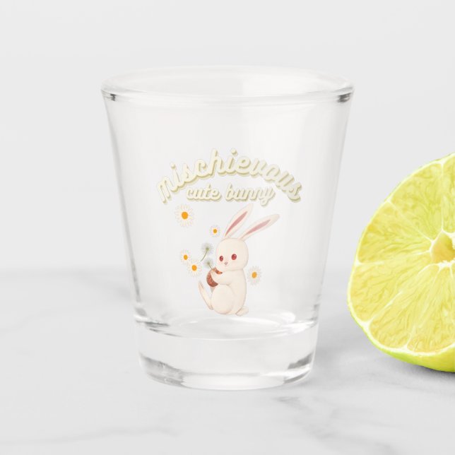 Mischievous Cute Bunny  Shot Glass (Front)