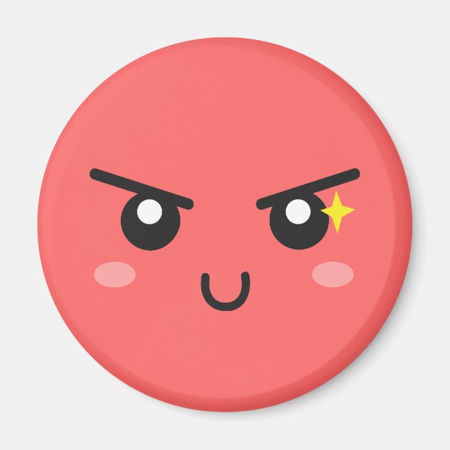 Mischievous face with evil sparkle magnet (Front)