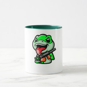 Mischievous Frog with Gun Cartoon Coffee  Mug