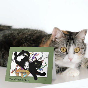 Mischievous Green Cheeky Siamese Cat Funny Card