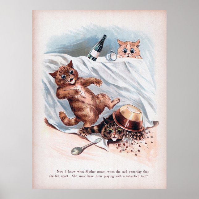 Mischievous Kittens, Louis Wain Poster (Front)