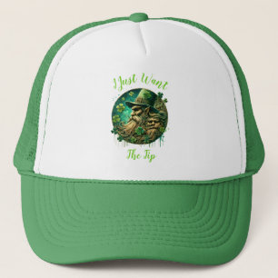 Mischievous Leprechaun Savouring A Pint Trucker Hat