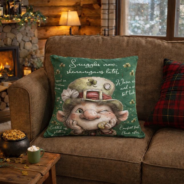 Mischievous Leprechaun  Throw Pillow (Creator Uploaded)