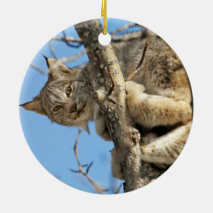 Mischievous Lynx Ceramic Ornament