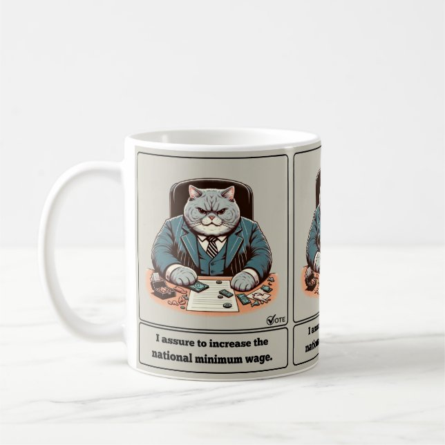 Mischievous Meows: The Crafty Cat Politician Coffee Mug (Left)