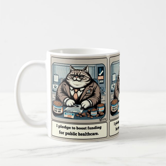 Mischievous Meows: The Crafty Cat Politician Coffee Mug (Left)