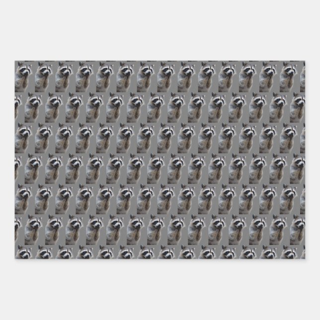 Mischievous Raccoon   Wrapping Paper Sheet (Front)