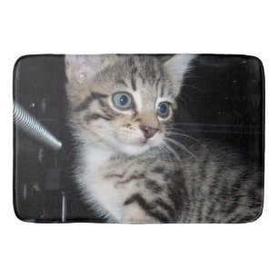 Mischievous Tabby Kitten,  Bath Mat