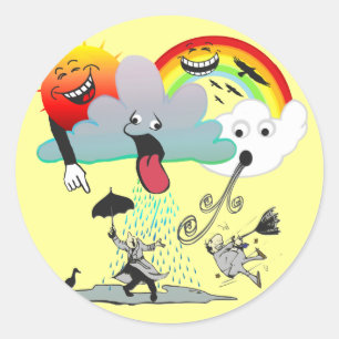 Mischievous Weather Classic Round Sticker