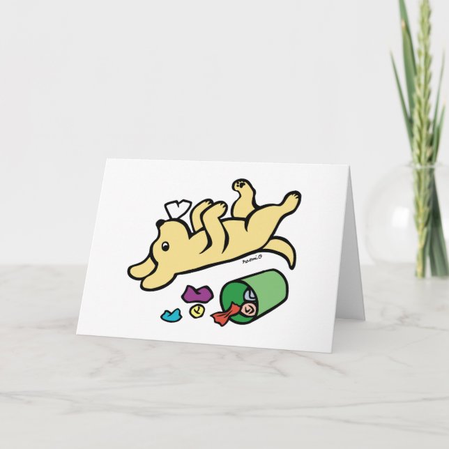 Mischievous Yellow Labrador Side Eye Card (Front)