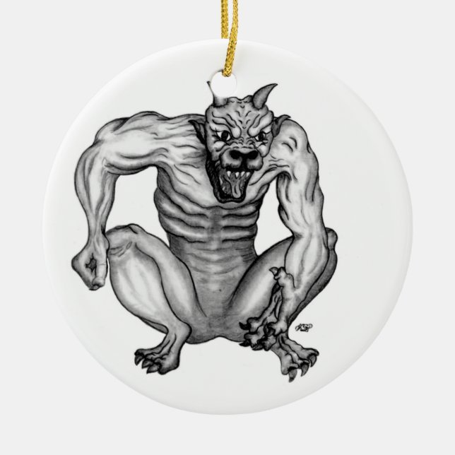 Mischwesen Troll Dämon Teufel Golem Gargoyle Ceramic Ornament (Front)