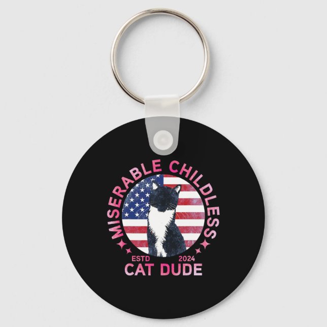 Miserable Childless Cat Dude  Keychain (Front)