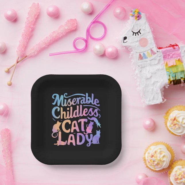 Miserable Childless Cat Lady Paper Plate (Party)