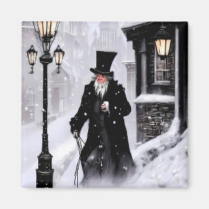 Miserly Ebenezer Scrooge Snowy Victorian Street Magnet