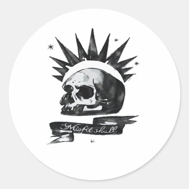 Misfit Skull Creative Character Art Style  Classic Round Sticker (Front)