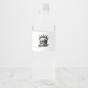 Misfit Skull Creative Character Art Style Water Bottle Label