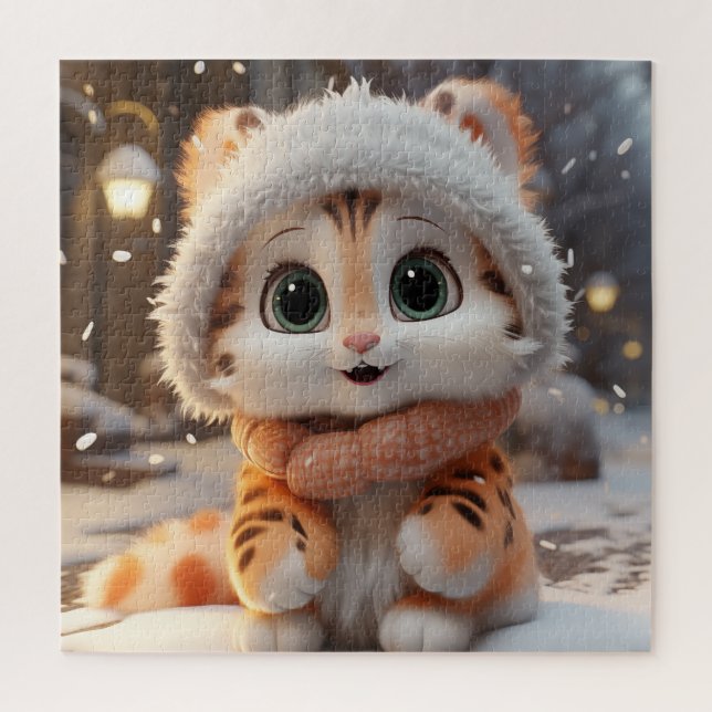 Misha - A fluffy snow leopard Jigsaw Puzzle (Vertical)