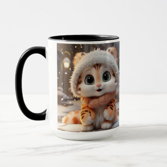 Misha - A fluffy snow leopard Mug (Left)