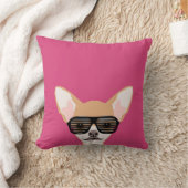 Misha - Chihuahua with avaiators, hipster glasses Throw Pillow (Blanket)
