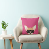 Misha - Chihuahua with avaiators, hipster glasses Throw Pillow (Chair)