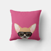 Misha - Chihuahua with avaiators, hipster glasses Throw Pillow (Back)