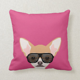 Misha - Chihuahua with avaiators, hipster glasses Throw Pillow