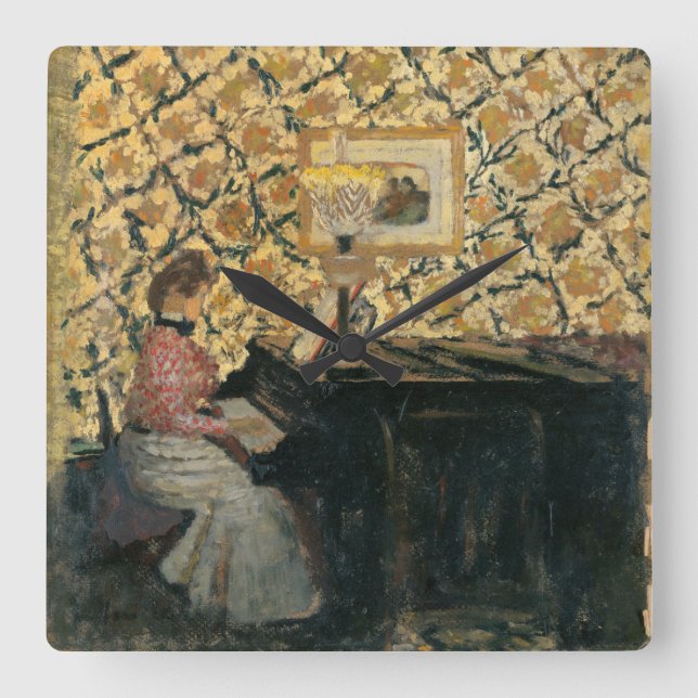 Misia at the Piano Square Wall Clock (Front)